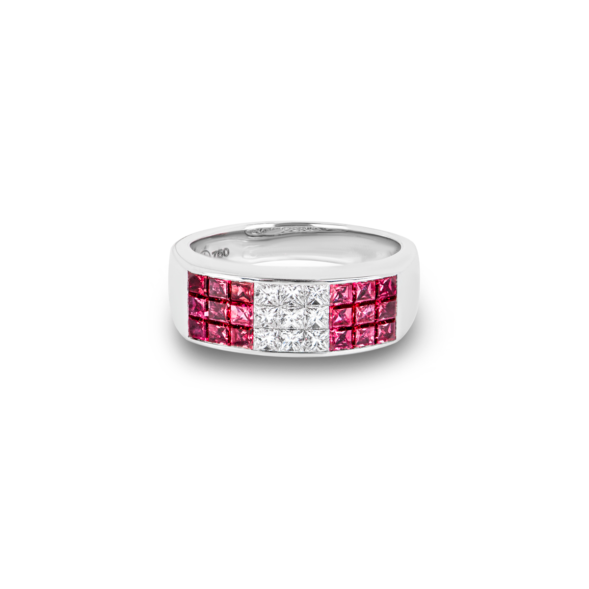 White Gold Ruby & Diamond Set Ring